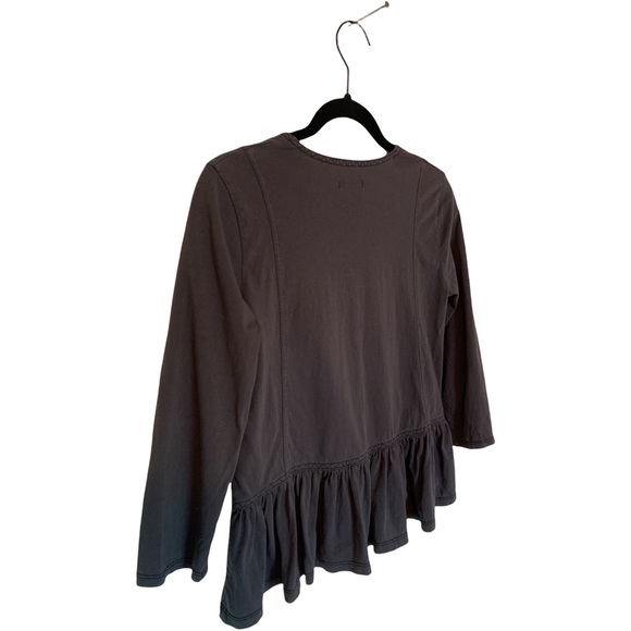 MADEWELL Deep V Peplum Zigzag Stitching Tee - SZ XS Charcoal Gray - Picture 10 of 12